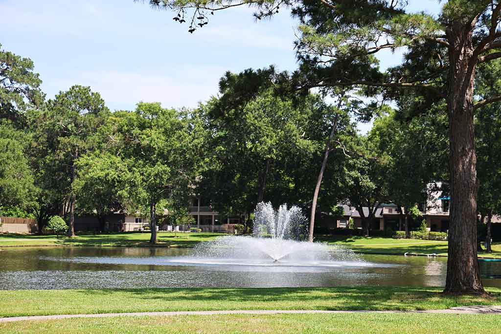 Waterfront view in Fosters Mill Village, Kingwood, Texas