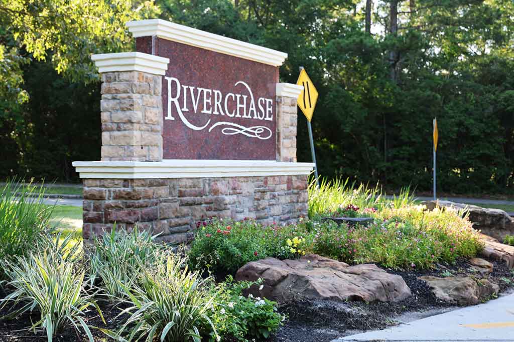 Riverchase Village entrance sign in Kingwood, Texas