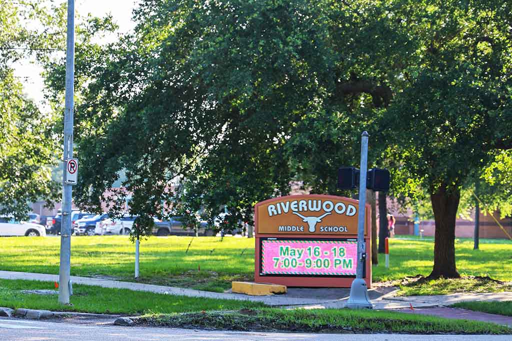 Riverwood Middle School sign in Kingwood, Texas